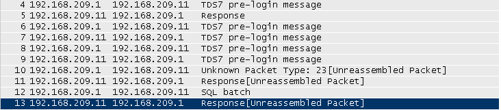 wireshark view - normal login